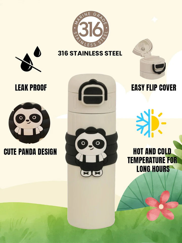 Kids' Panda Insulated Water Bottle - 520ml Double Wall Stainless Steel