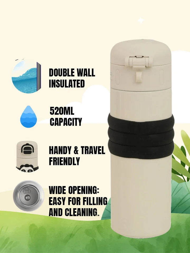Kids' Panda Insulated Water Bottle - 520ml Double Wall Stainless Steel