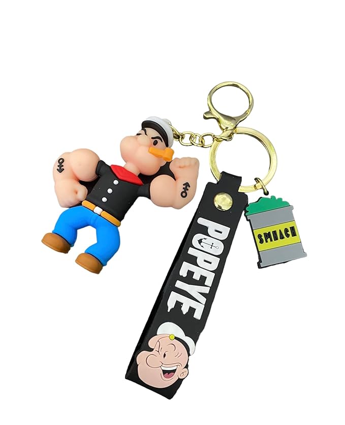 Silicone Popeye The Sailor Man Muscles Keychain | Colorful Classic Hero Tribute