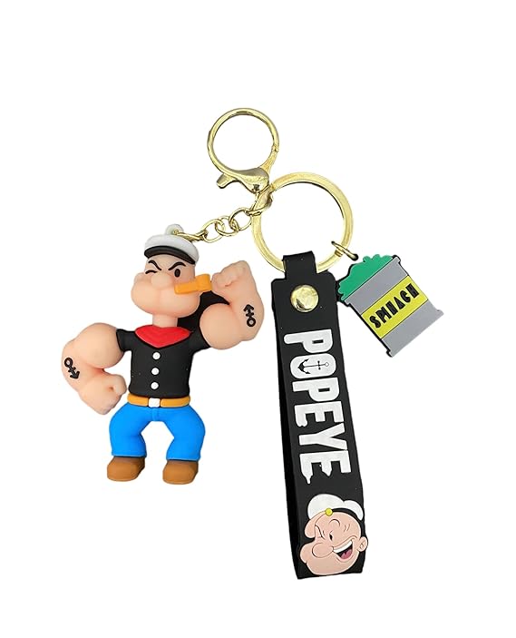 Silicone Popeye The Sailor Man Muscles Keychain | Colorful Classic Hero Tribute