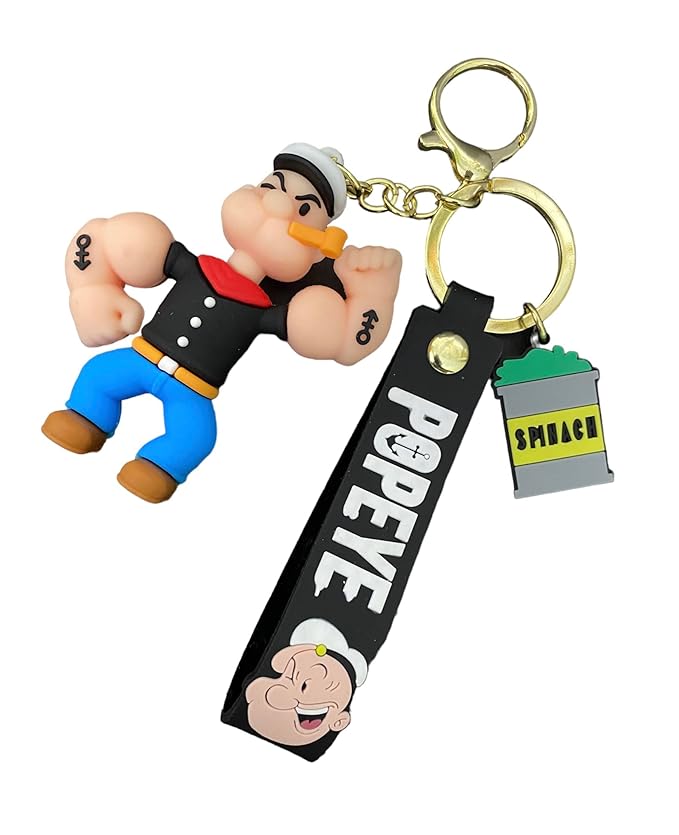 Silicone Popeye The Sailor Man Muscles Keychain | Colorful Classic Hero Tribute