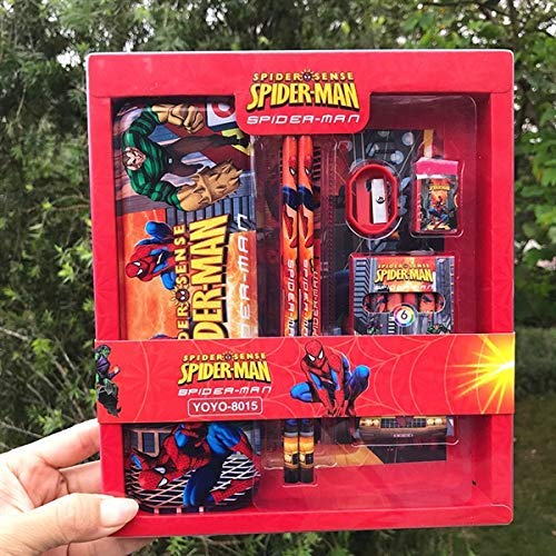 Spider-Man Kids Stationery Set - Pencil Case, Pencils, Eraser, Ruler, Sharpener, Crayon