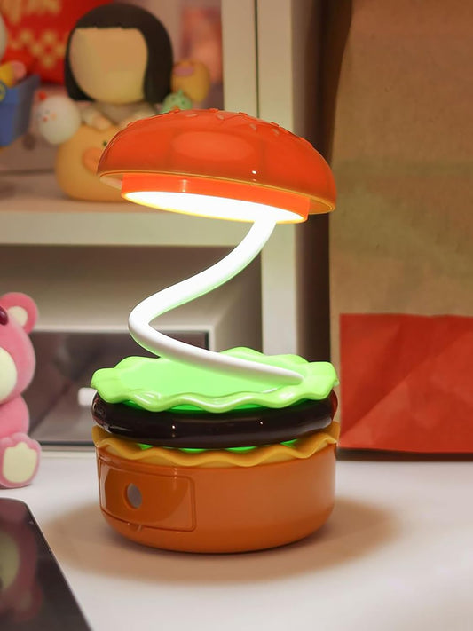 Hamburger Desk Lamp: Rechargeable LED Night Light with Pencil Sharpener for Kids