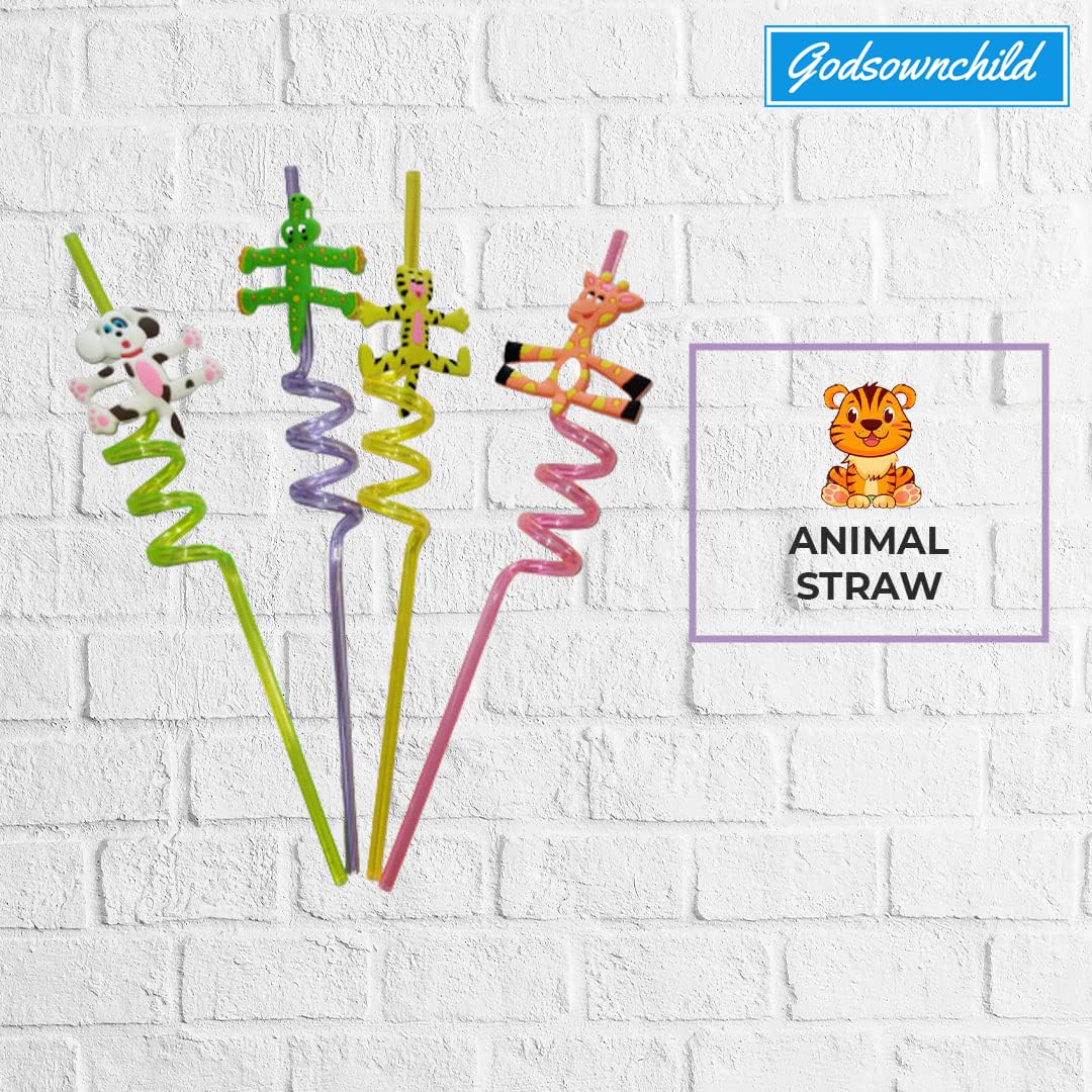 Fun Animal Spiral Straws for Kids' Parties - Colorful Designs for Juice, Drinks & Mocktails