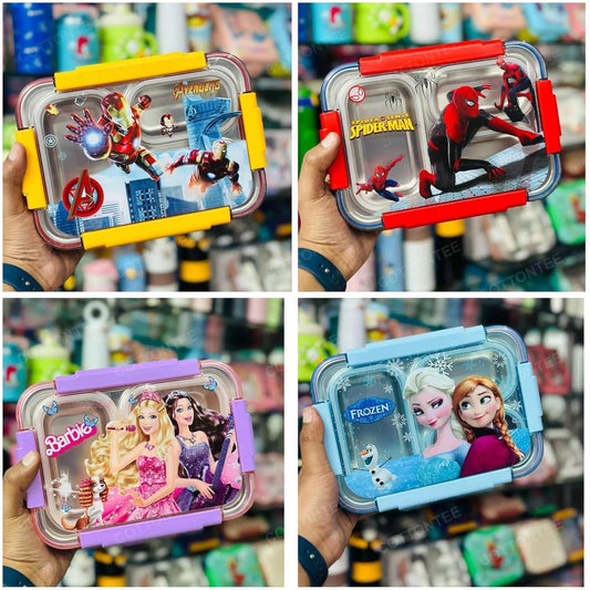 Insulated Stainless Steel Bento Lunch Box with 3 Compartments - Leak-Proof, Kid-Friendly Design